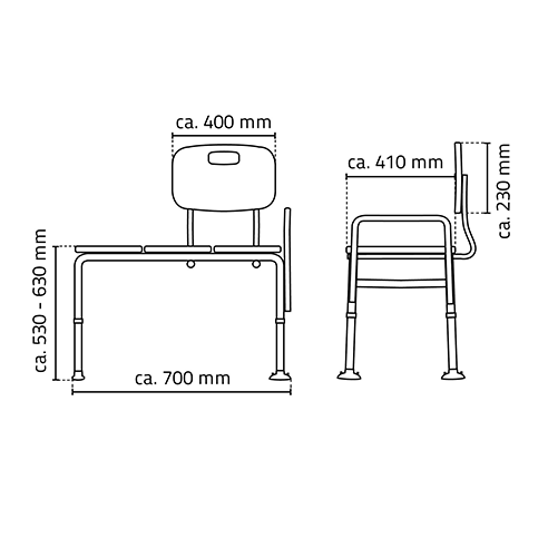 Badewannen-Transferbank Aluminium weiß 70 x 41 x 53-63cm