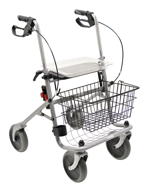 Rollator Cristallo PD-Bremse, anatomische Handgriffe, TPR-Bereifung, silber-metallic