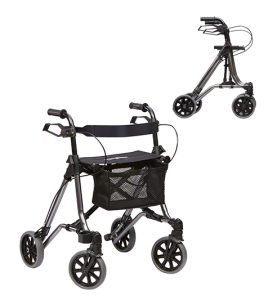 Leichtgewicht-Rollator TAiMA M-ECO mit Netz, Stockhalter und Gurt, PU, SH59, anthrazit