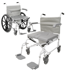 Duschtoilettenrollstuhl DUO MOTION XL, 5" Räder, grau-weiß